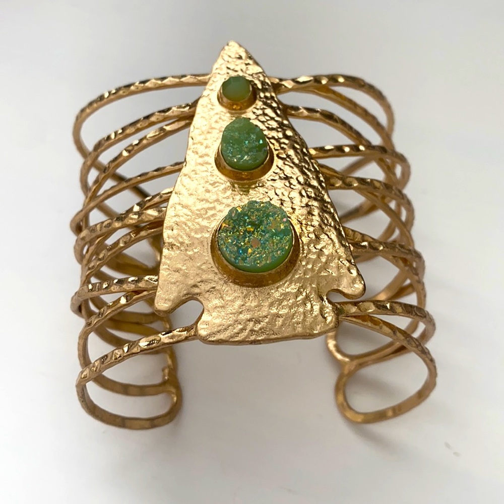 Exotic gold and green calcite cuff